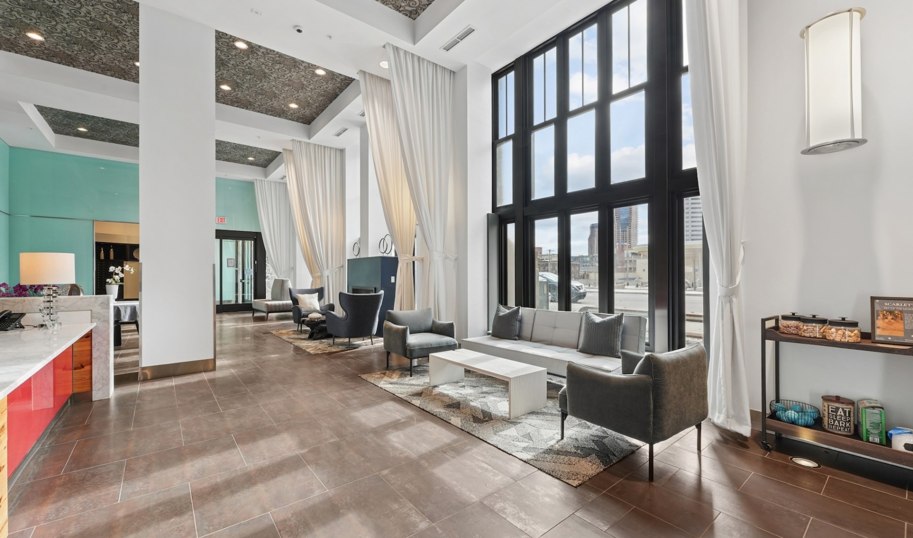 a spacious well-lit lobby