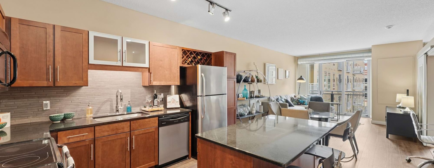 Well-lit kitchen with ample counter space